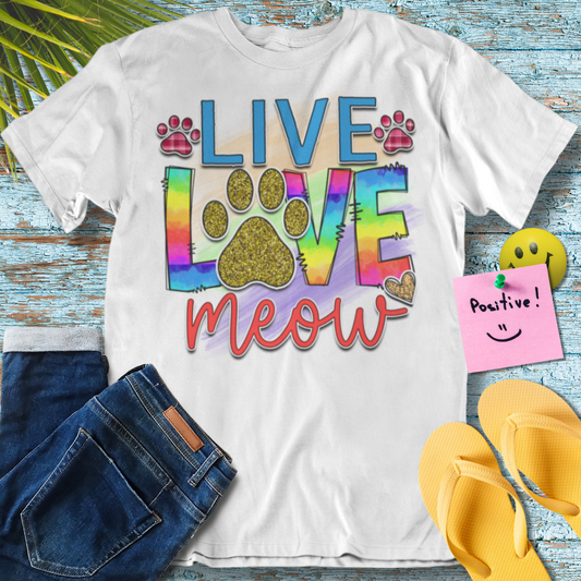 Live Love Meow - Graphic T-Shirt