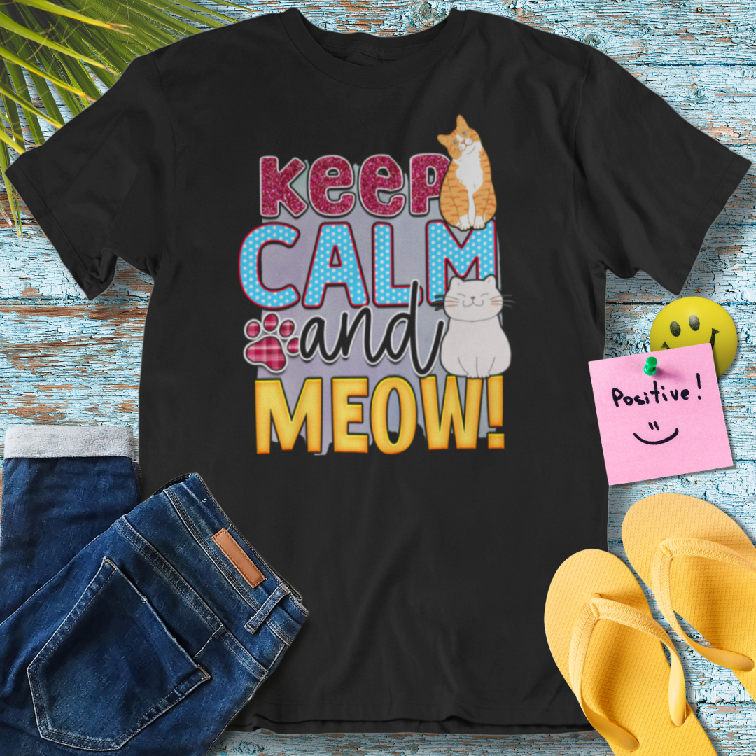 Keep Calm and Meow - Graphic T-Shirt