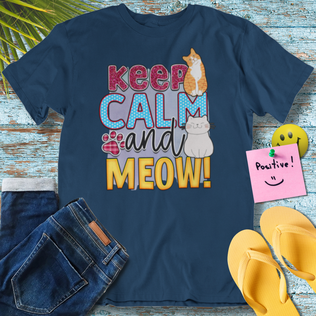 Keep Calm and Meow - Graphic T-Shirt