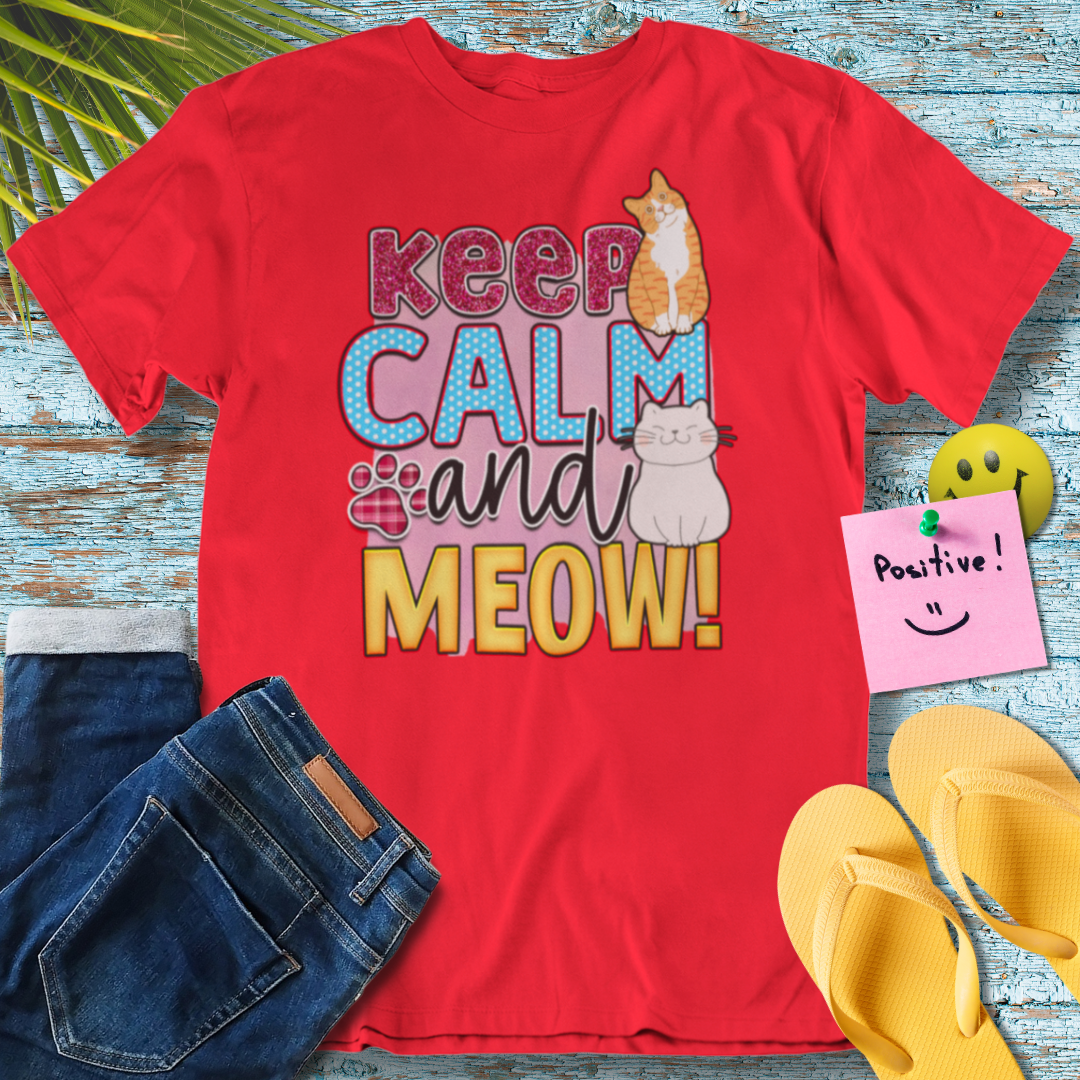 Keep Calm and Meow - Graphic T-Shirt