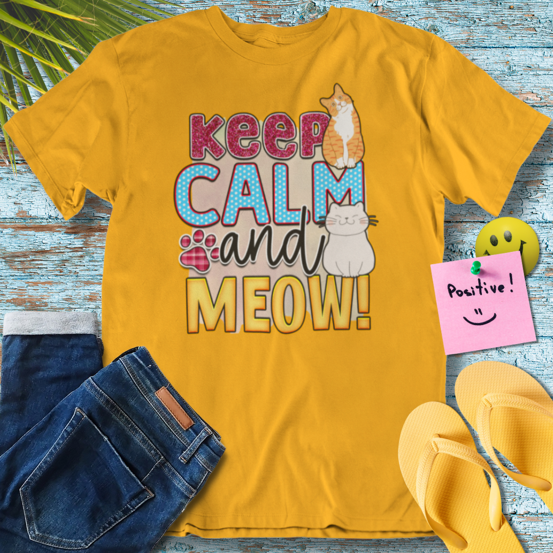 Keep Calm and Meow - Graphic T-Shirt