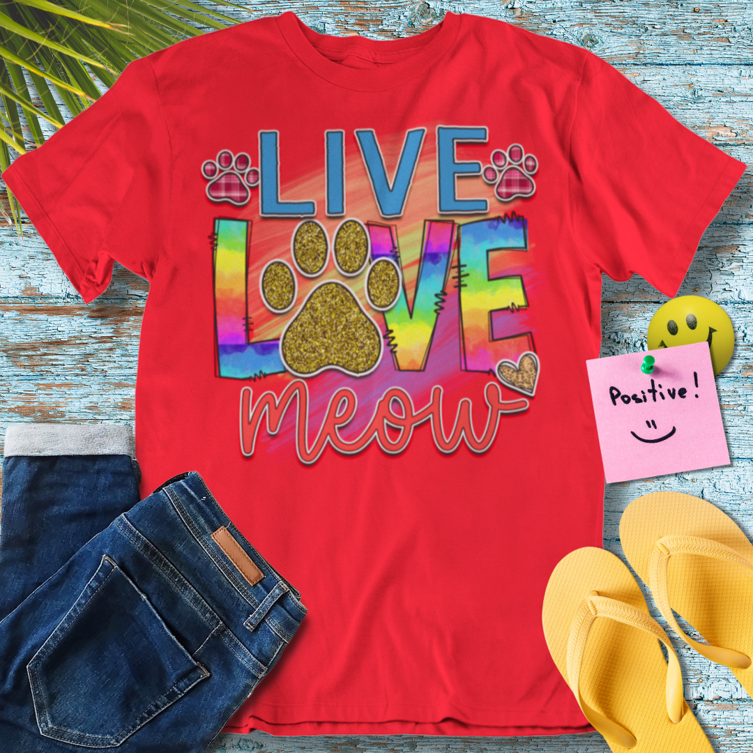 Live Love Meow - Graphic T-Shirt