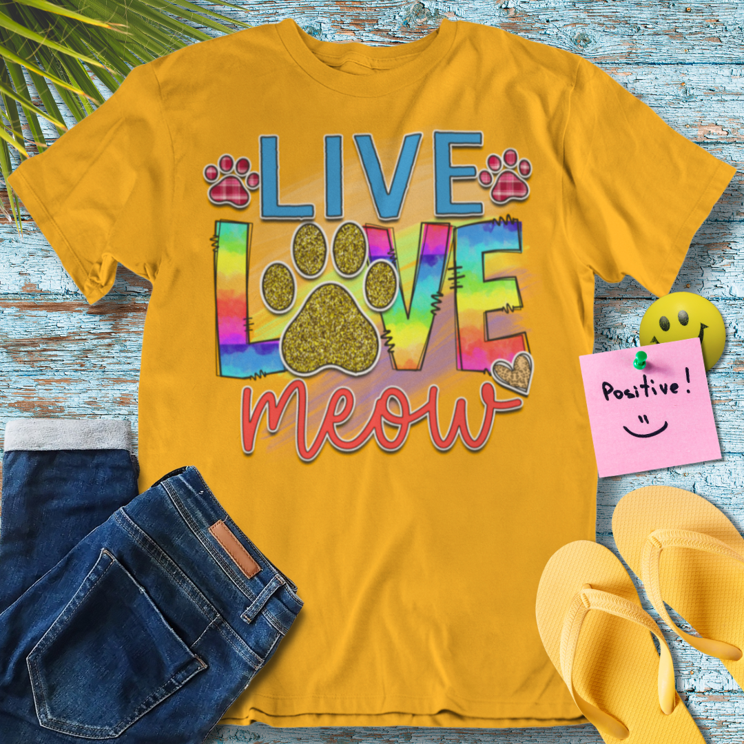 Live Love Meow - Graphic T-Shirt